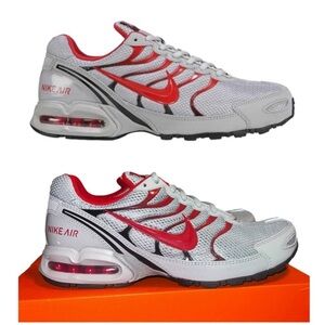 Nike White and Red Air Sneakers Air max Torch 4